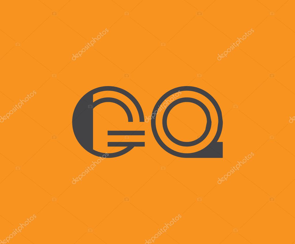 Bold black lettering 'GQ' with geometric elements on a vivid orange background, ideal for branding, design, or modern creative projects.
