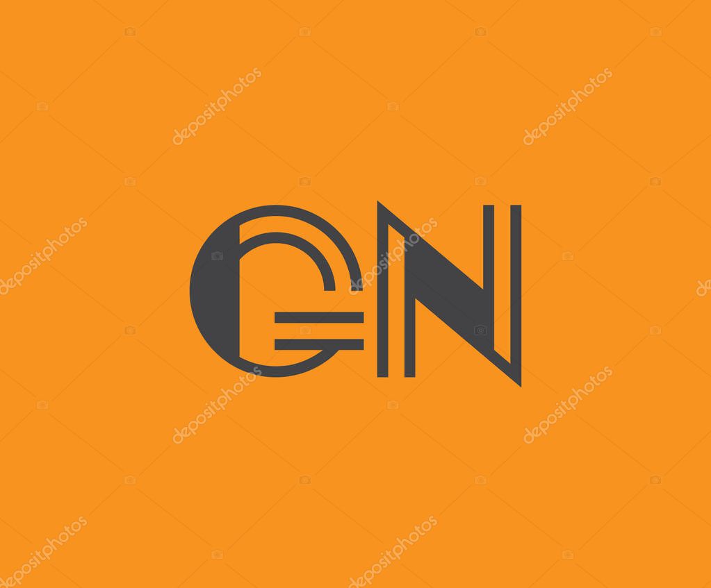 Bold black lettering 'GN' with geometric elements on a vivid orange background, ideal for branding, design, or modern creative projects.