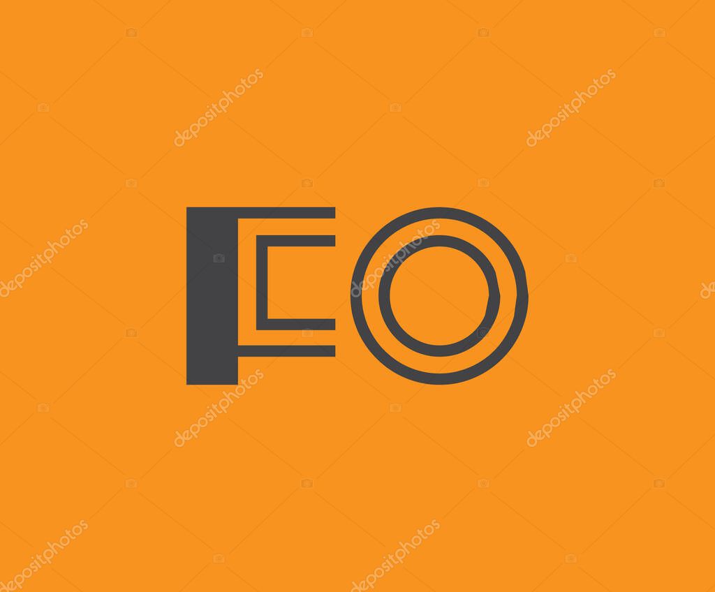 Bold black lettering 'FO' with geometric elements on a vivid orange background, ideal for branding, design, or modern creative projects.