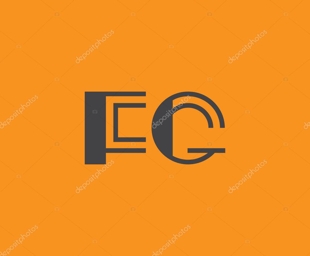 Bold black lettering 'FG' with geometric elements on a vivid orange background, ideal for branding, design, or modern creative projects.