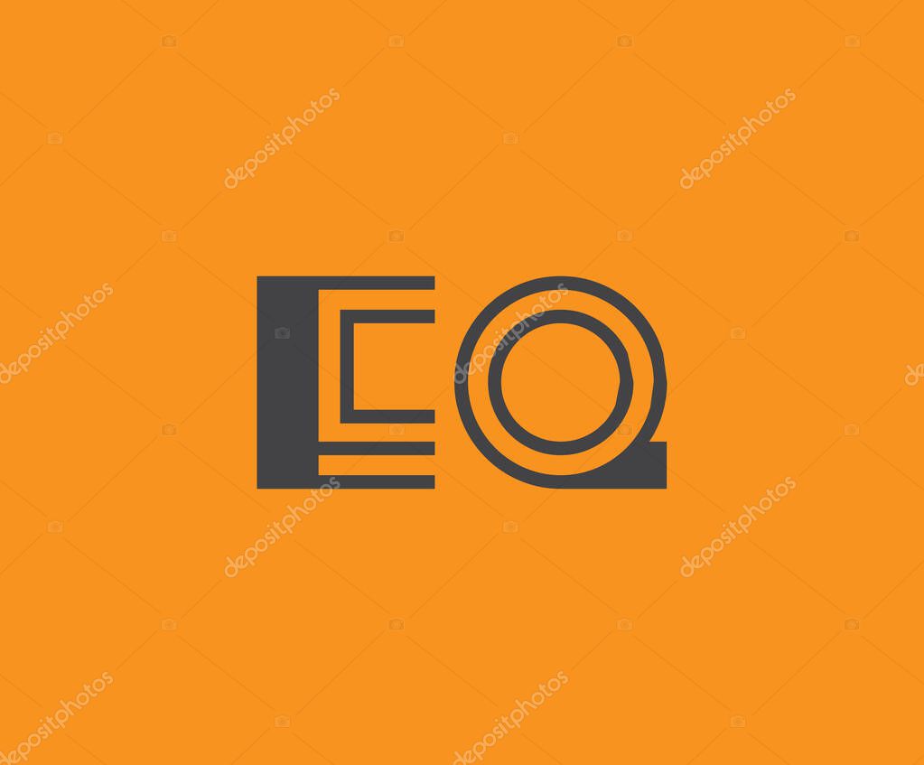 Bold black lettering 'EQ' with geometric elements on a vivid orange background, ideal for branding, design, or modern creative projects.
