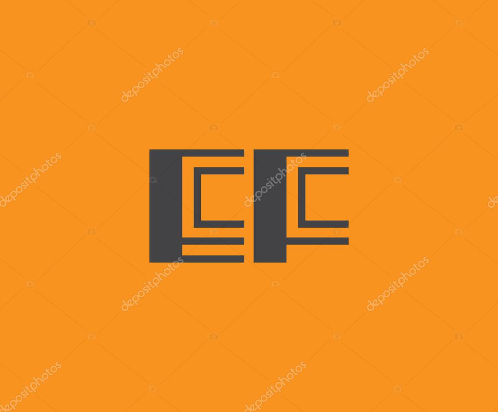 Bold black lettering 'EF' with geometric elements on a vivid orange background, ideal for branding, design, or modern creative projects.