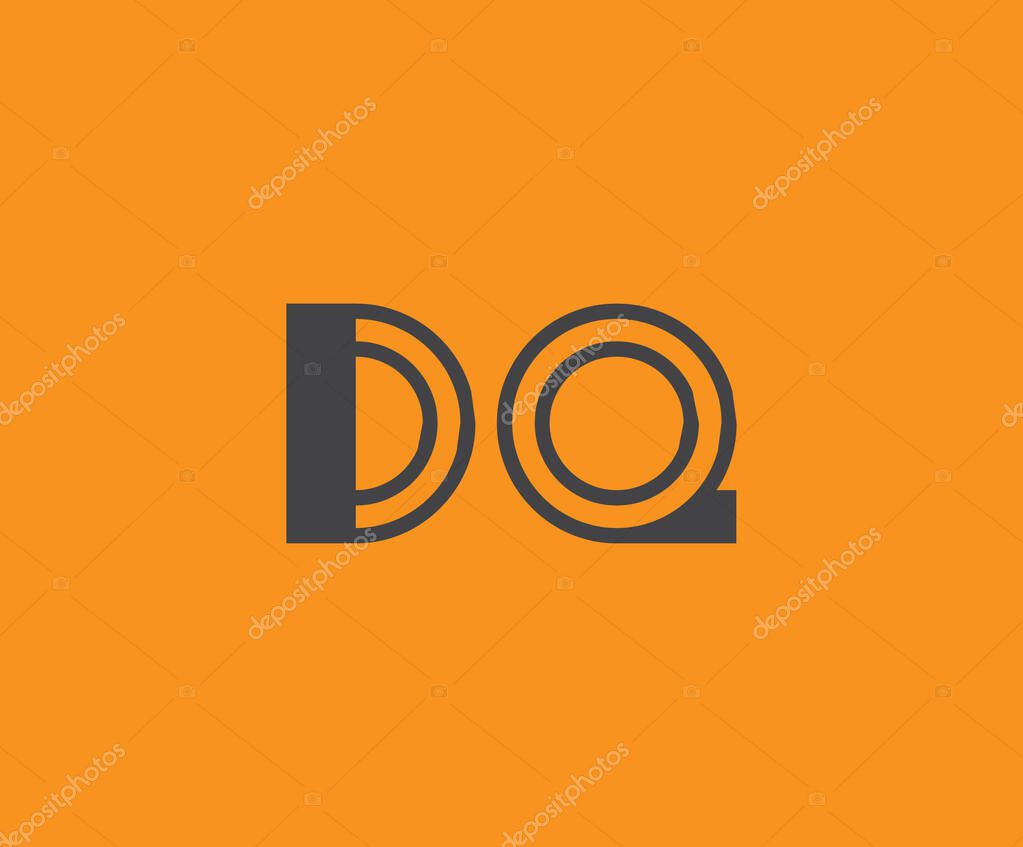 Bold black lettering 'DQ' with geometric elements on a vivid orange background, ideal for branding, design, or modern creative projects.