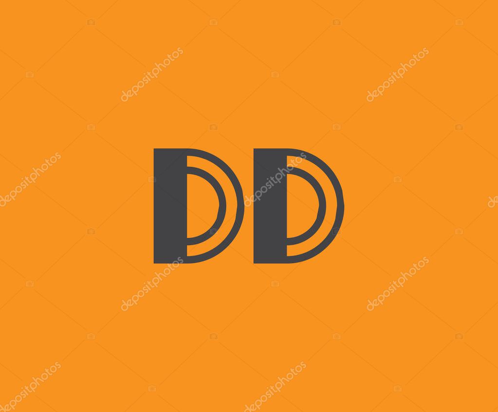 Bold black lettering 'DD' with geometric elements on a vivid orange background, ideal for branding, design, or modern creative projects.