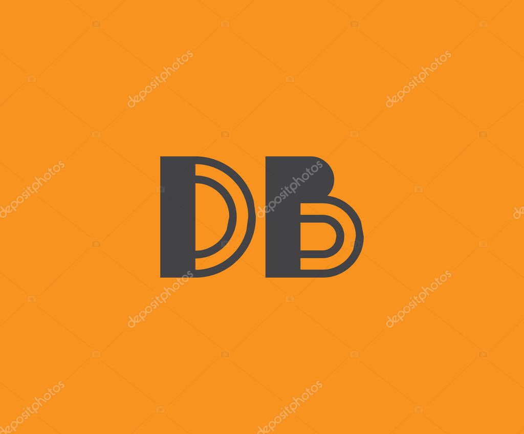 Bold black lettering 'DB' with geometric elements on a vivid orange background, ideal for branding, design, or modern creative projects.