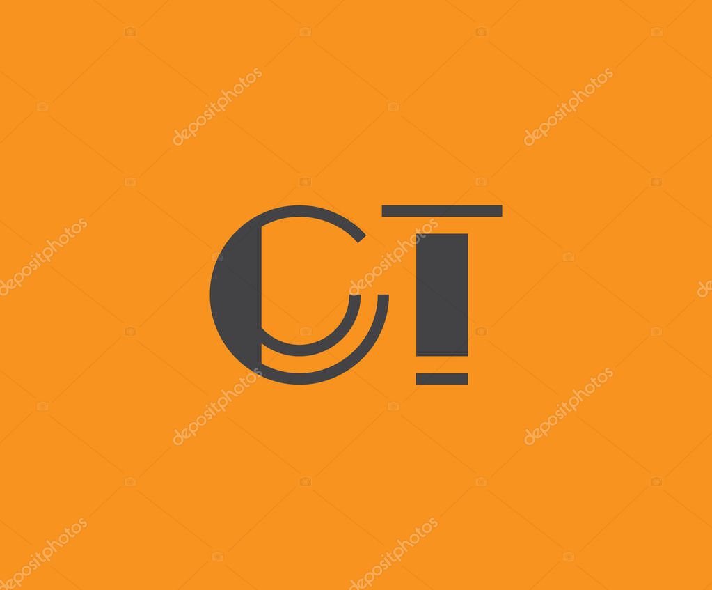 Bold black lettering 'CT' with geometric elements on a vivid orange background, ideal for branding, design, or modern creative projects.