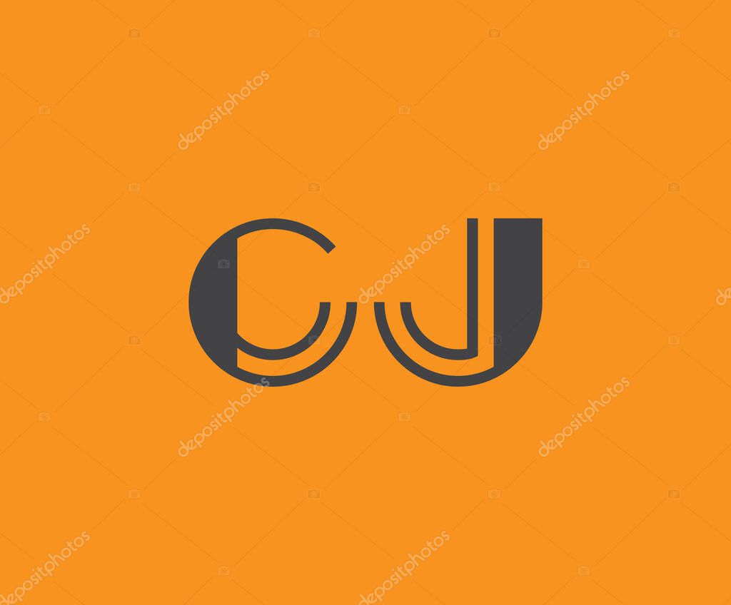Bold black lettering 'CJ' with geometric elements on a vivid orange background, ideal for branding, design, or modern creative projects.