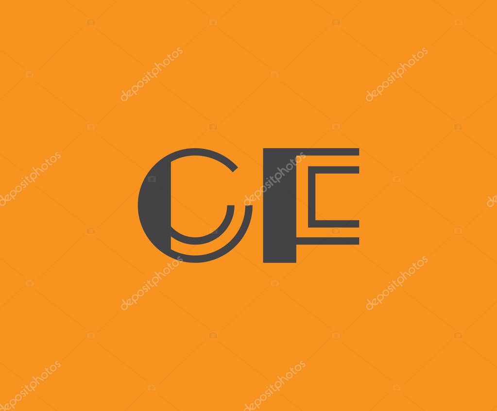 Bold black lettering 'CF' with geometric elements on a vivid orange background, ideal for branding, design, or modern creative projects.