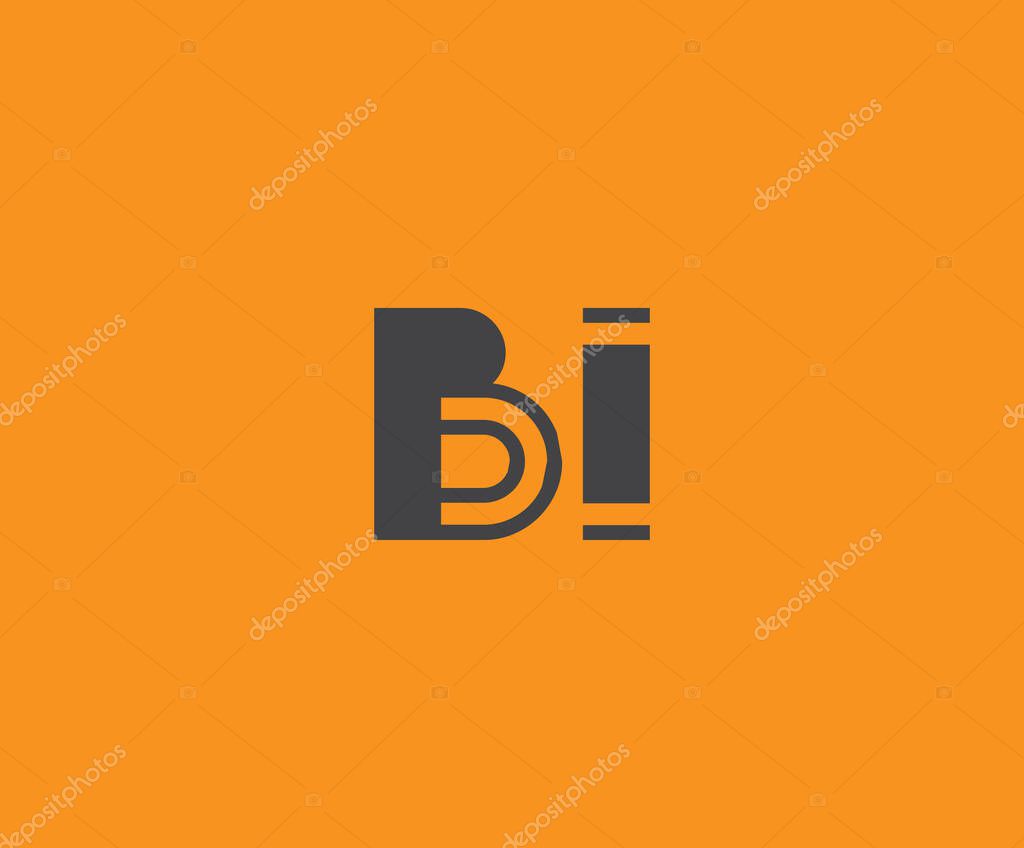 Bold black lettering 'BI' with geometric elements on a vivid orange background, ideal for branding, design, or modern creative projects.