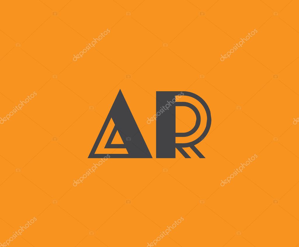 Bold black lettering 'AR' with geometric elements on a vivid orange background, ideal for branding, design, or modern creative projects.