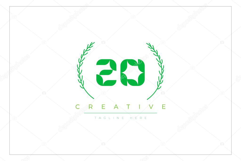 ZO Green Minimalist Logo Design Featuring Natural Leaves and Text Elements. Fresh nature and healthy leaf logo design.