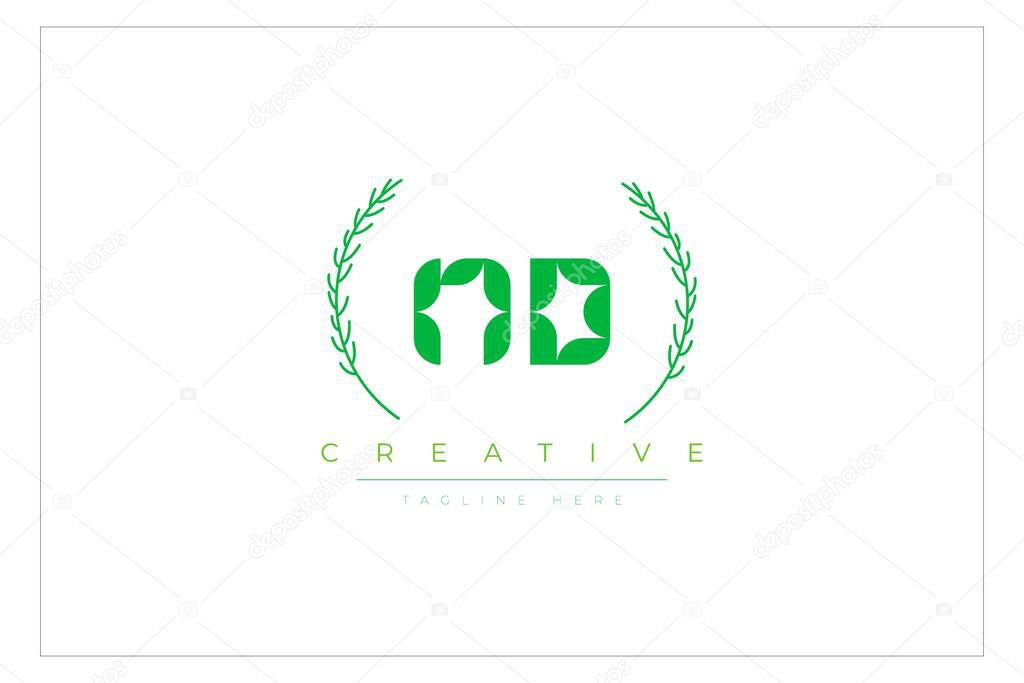 ND Green Minimalist Logo Design FeaturiND Green Minimalist Logo Design Featuring Natural Leaves and Text Elements. Fresh nature and healthy leaf logo design. ng Natural Leaves and Text Elements. Fresh nature and healthy leaf logo design.