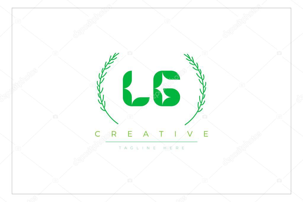 LG Green Minimalist Logo Design Featuring Natural Leaves and Text Elements. Fresh nature and healthy leaf logo design.