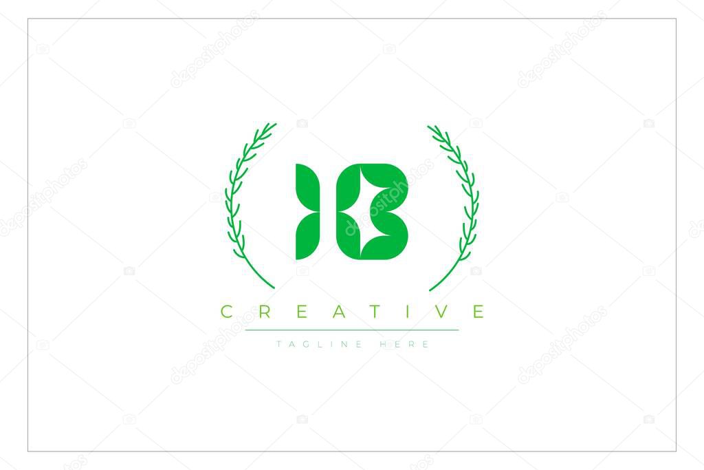 IB Green Minimalist Logo Design Featuring Natural Leaves and Text Elements. Fresh nature and healthy leaf logo design.