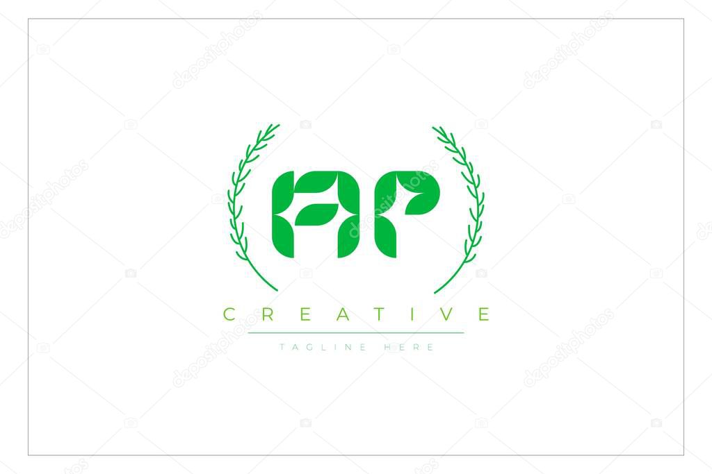 AR Green Minimalist Logo Design Featuring Natural Leaves and Text Elements. Fresh nature and healthy leaf logo design.