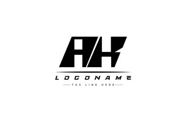 AK yarışçısı logosu. Yarış, araba ve motor sporları için yarış logosu tasarımı. Temiz ve Cesur Tipografi Biçimli Modern Minimalist Logo Tasarımı