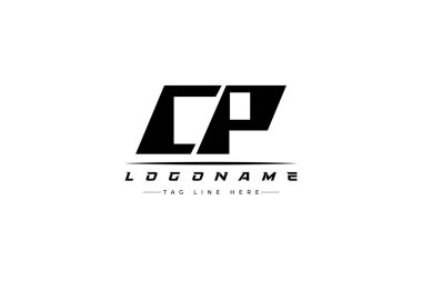 CP yarışçı logosu. Yarış, araba ve motor sporları için yarış logosu tasarımı. Temiz ve Cesur Tipografi Biçimli Modern Minimalist Logo Tasarımı