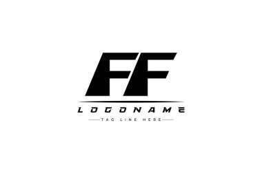 FF yarış logosu. Yarış, araba ve motor sporları için yarış logosu tasarımı. Temiz ve Cesur Tipografi Biçimli Modern Minimalist Logo Tasarımı