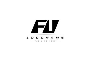 FU yarış logosu. Yarış, araba ve motor sporları için yarış logosu tasarımı. Temiz ve Cesur Tipografi Biçimli Modern Minimalist Logo Tasarımı