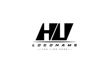 HU yarış logosu. Yarış, araba ve motor sporları için yarış logosu tasarımı. Temiz ve Cesur Tipografi Biçimli Modern Minimalist Logo Tasarımı