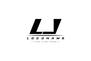 LJ yarış logosu. Yarış, araba ve motor sporları için yarış logosu tasarımı. Temiz ve Cesur Tipografi Biçimli Modern Minimalist Logo Tasarımı