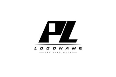 PL yarış logosu. Yarış, araba ve motor sporları için yarış logosu tasarımı. Temiz ve Cesur Tipografi Biçimli Modern Minimalist Logo Tasarımı
