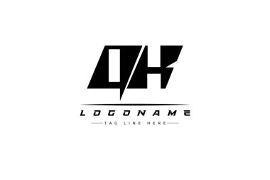 QK yarışçı logosu. Yarış, araba ve motor sporları için yarış logosu tasarımı. Temiz ve Cesur Tipografi Biçimli Modern Minimalist Logo Tasarımı