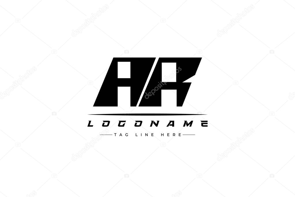 AR racer logo. Racing logo design for racing, driving and car or motorsport. Modern Minimalist Logo Design with Clean and Bold Typography Style