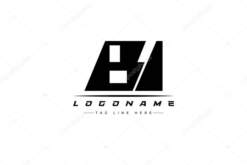BI racer logo. Racing logo design for racing, driving and car or motorsport. Modern Minimalist Logo Design with Clean and Bold Typography Style