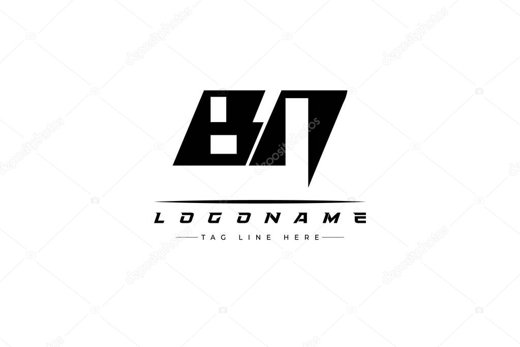 BN racer logo. Racing logo design for racing, driving and car or motorsport. Modern Minimalist Logo Design with Clean and Bold Typography Style