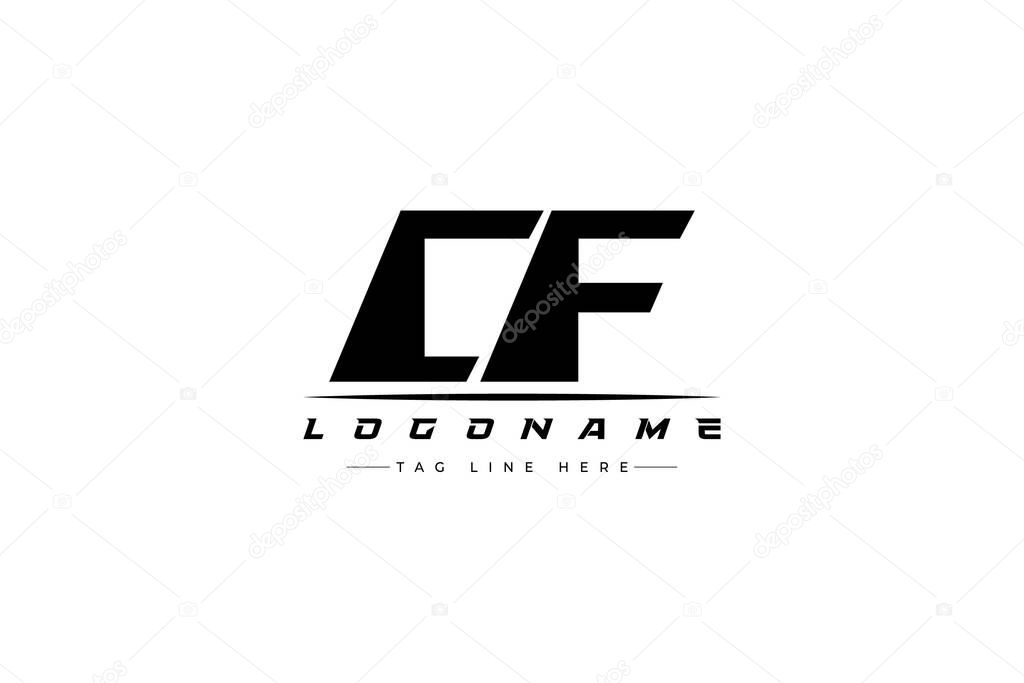 CF racer logo. Racing logo design for racing, driving and car or motorsport. Modern Minimalist Logo Design with Clean and Bold Typography Style