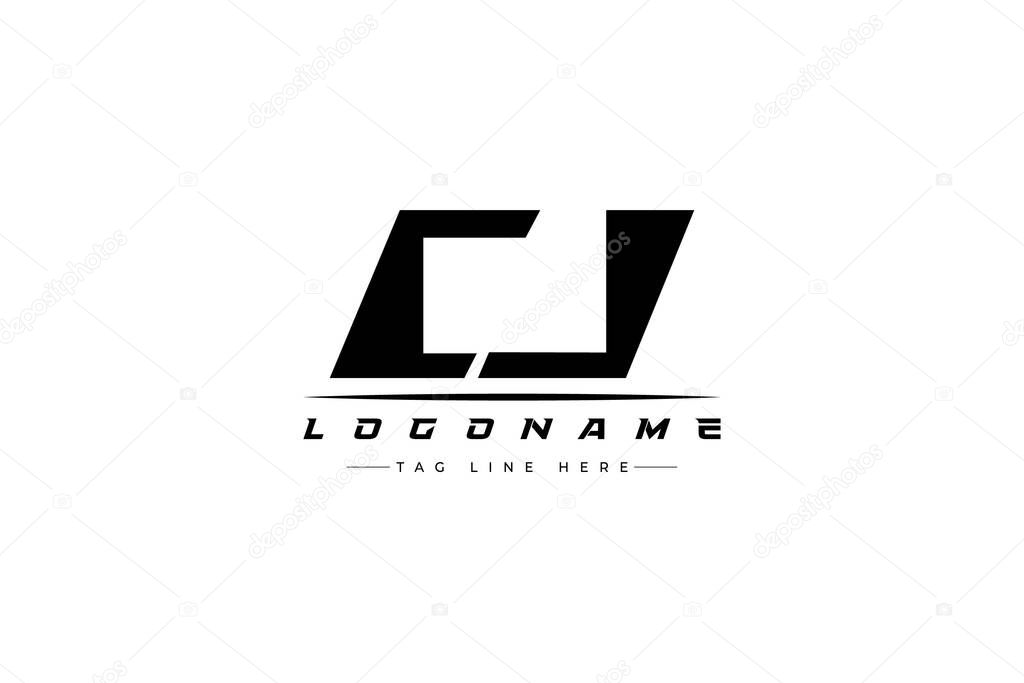 CJ racer logo. Racing logo design for racing, driving and car or motorsport. Modern Minimalist Logo Design with Clean and Bold Typography Style