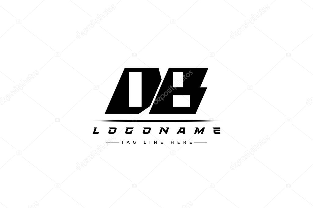 DB racer logo. Racing logo design for racing, driving and car or motorsport. Modern Minimalist Logo Design with Clean and Bold Typography Style
