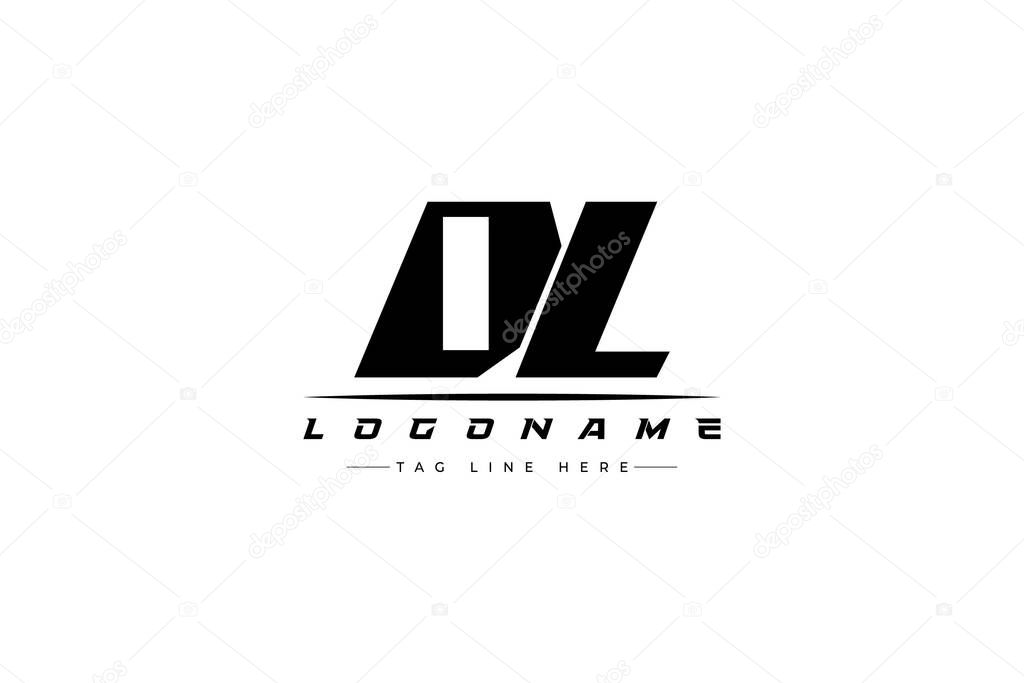 DL racer logo. Racing logo design for racing, driving and car or motorsport. Modern Minimalist Logo Design with Clean and Bold Typography Style
