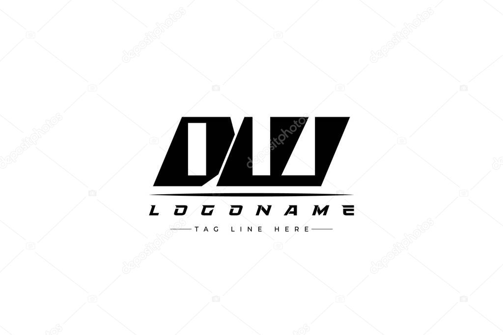 DW racer logo. Racing logo design for racing, driving and car or motorsport. Modern Minimalist Logo Design with Clean and Bold Typography Style