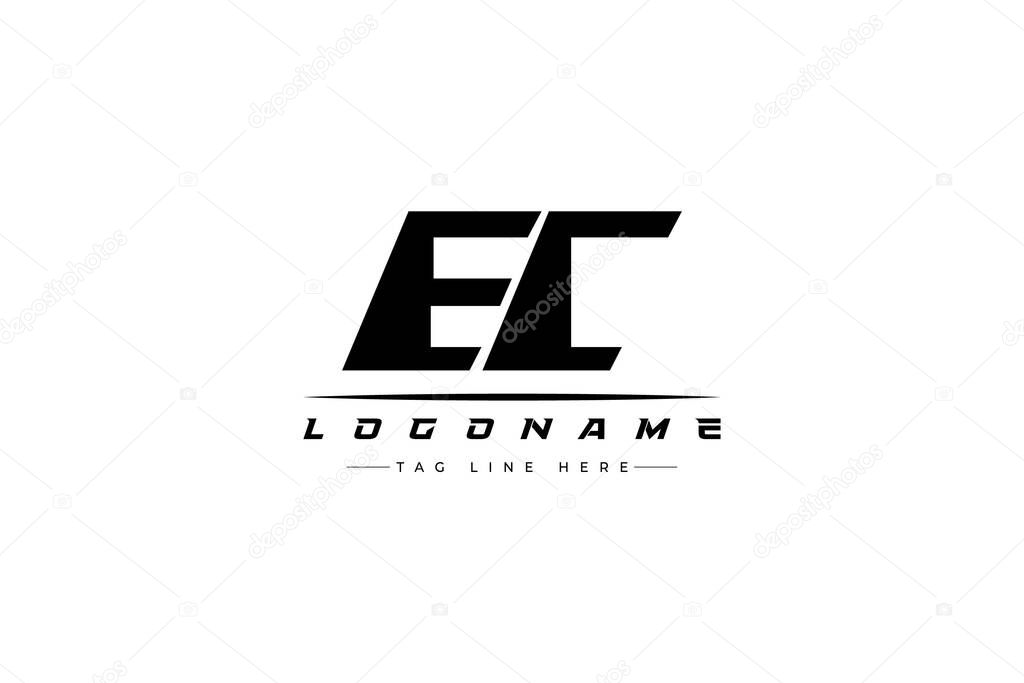 EC racer logo. Racing logo design for racing, driving and car or motorsport. Modern Minimalist Logo Design with Clean and Bold Typography Style