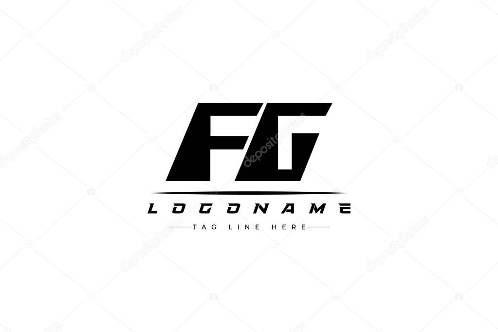 FG racer logo. Racing logo design for racing, driving and car or motorsport. Modern Minimalist Logo Design with Clean and Bold Typography Style