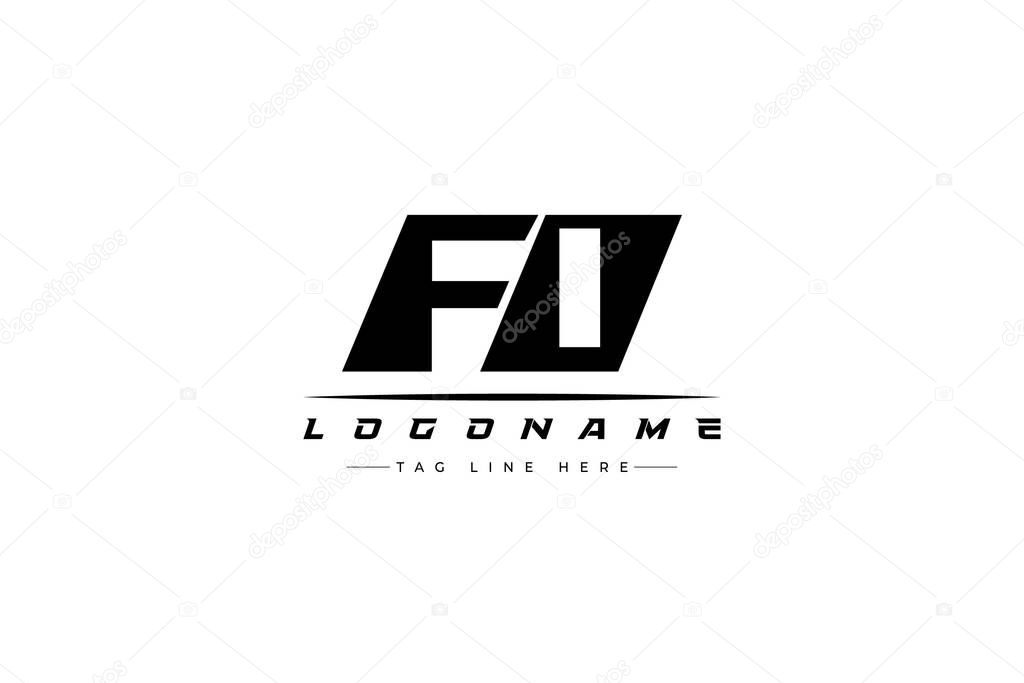 FO racer logo. Racing logo design for racing, driving and car or motorsport. Modern Minimalist Logo Design with Clean and Bold Typography Style
