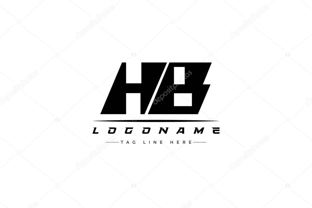 HB racer logo. Racing logo design for racing, driving and car or motorsport. Modern Minimalist Logo Design with Clean and Bold Typography Style
