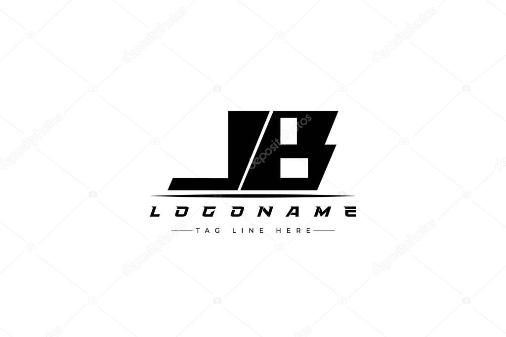 JB racer logo. Racing logo design for racing, driving and car or motorsport. Modern Minimalist Logo Design with Clean and Bold Typography Style