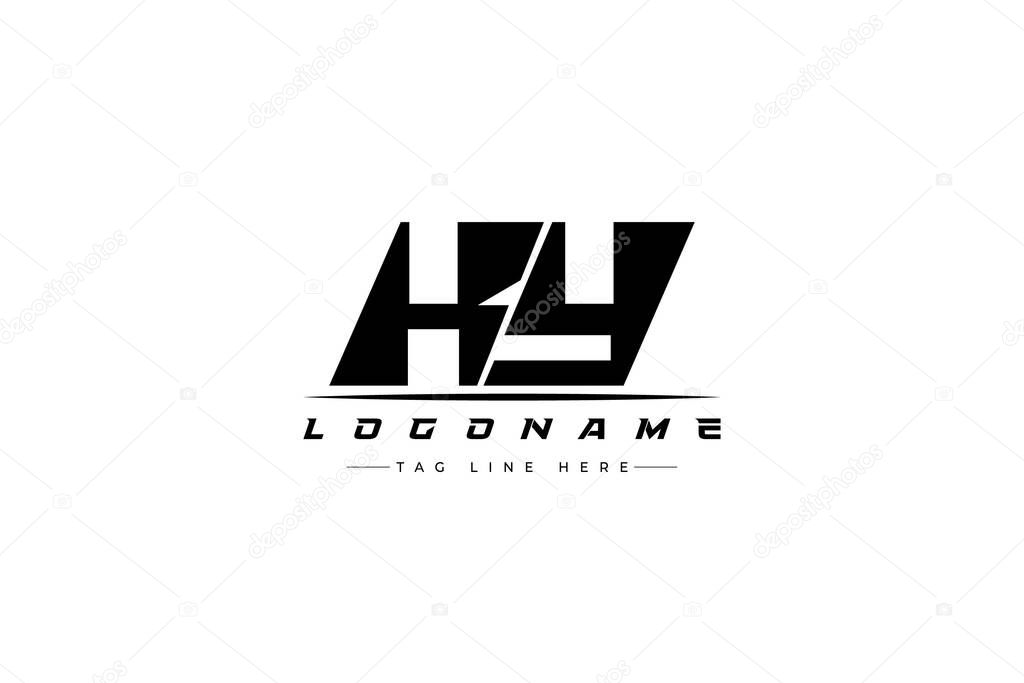 KY racer logo. Racing logo design for racing, driving and car or motorsport. Modern Minimalist Logo Design with Clean and Bold Typography Style