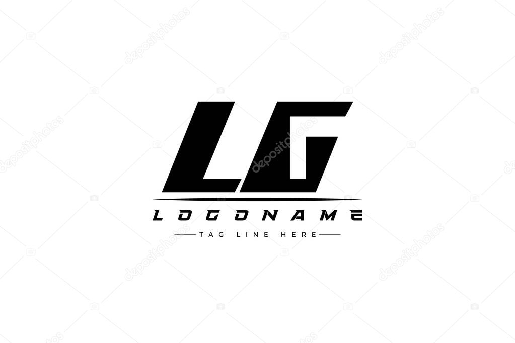 LG racer logo. Racing logo design for racing, driving and car or motorsport. Modern Minimalist Logo Design with Clean and Bold Typography Style