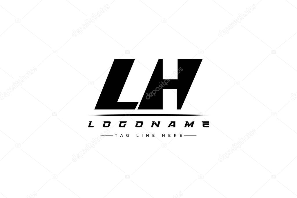 LH racer logo. Racing logo design for racing, driving and car or motorsport. Modern Minimalist Logo Design with Clean and Bold Typography Style