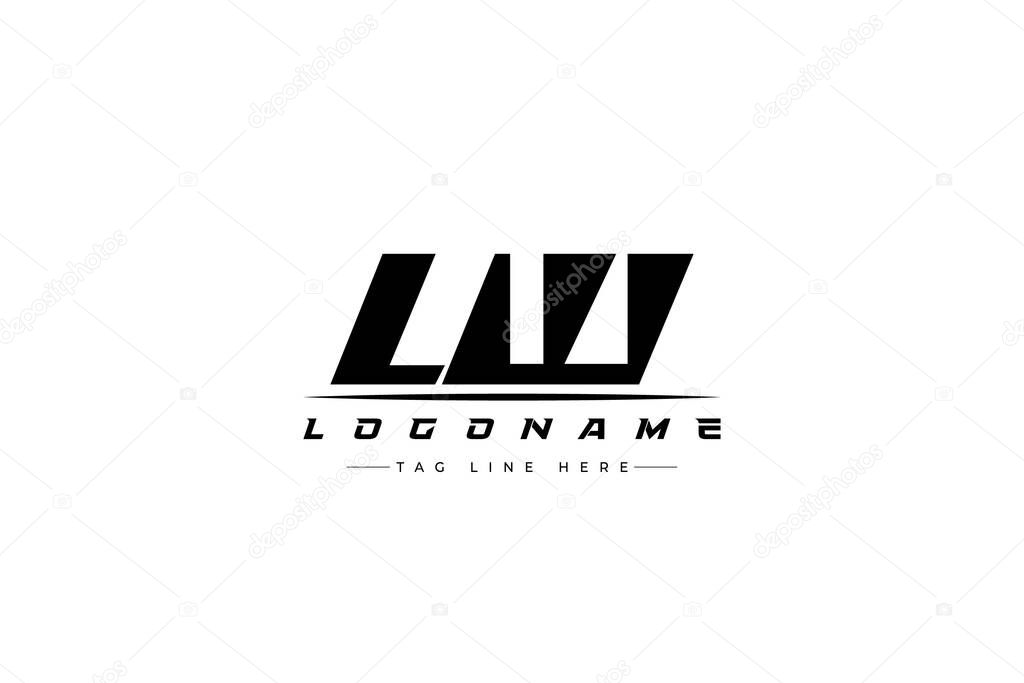 LW racer logo. Racing logo design for racing, driving and car or motorsport. Modern Minimalist Logo Design with Clean and Bold Typography Style