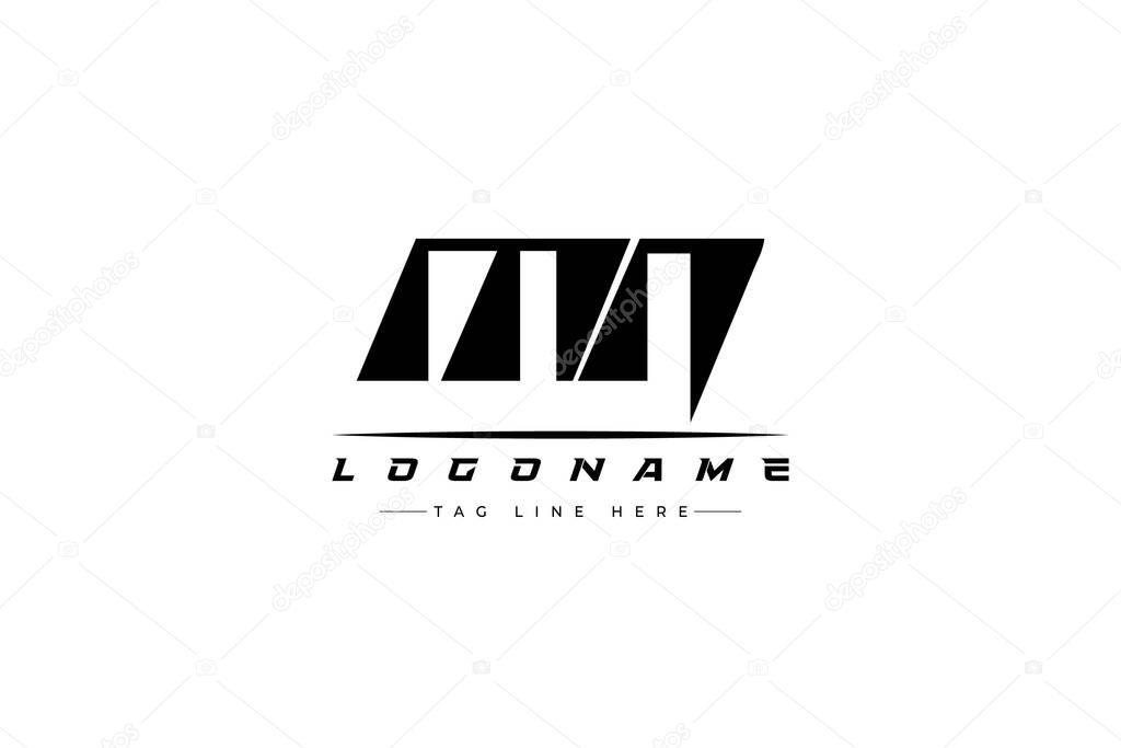 MN racer logo. Racing logo design for racing, driving and car or motorsport. Modern Minimalist Logo Design with Clean and Bold Typography Style