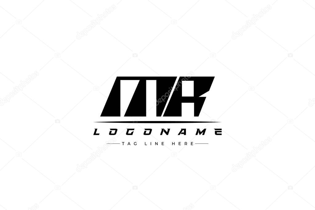 MR racer logo. Racing logo design for racing, driving and car or motorsport. Modern Minimalist Logo Design with Clean and Bold Typography Style