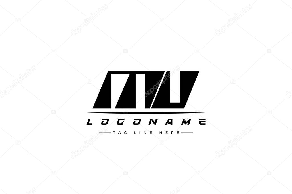 MU racer logo. Racing logo design for racing, driving and car or motorsport. Modern Minimalist Logo Design with Clean and Bold Typography Style