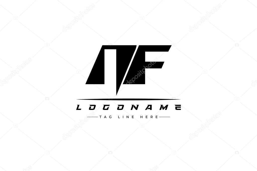 NF racer logo. Racing logo design for racing, driving and car or motorsport. Modern Minimalist Logo Design with Clean and Bold Typography Style