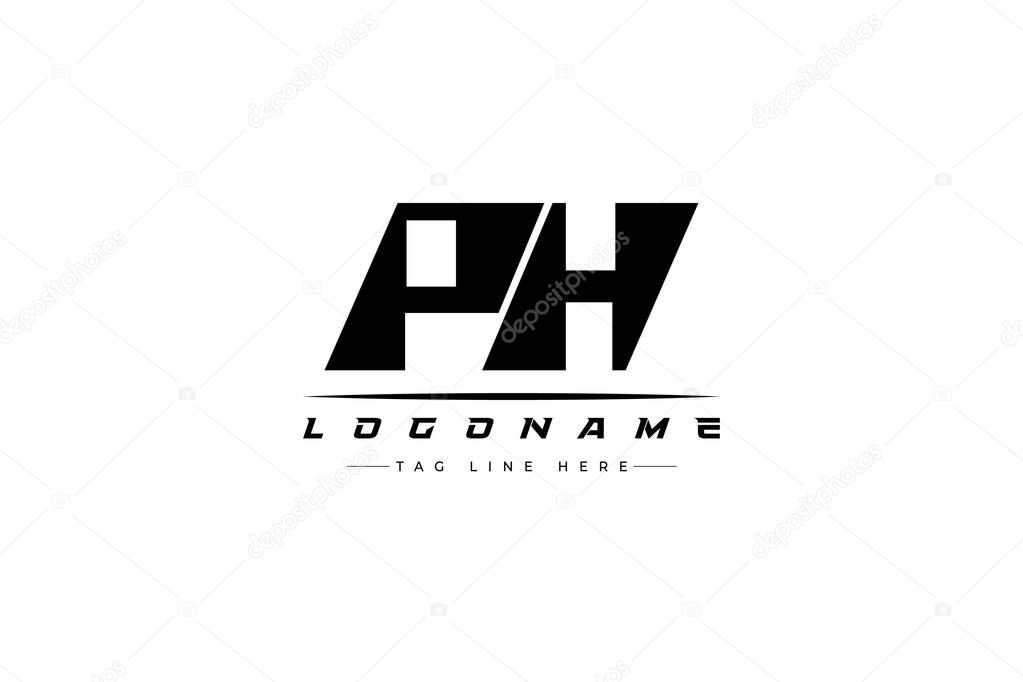 PH racer logo. Racing logo design for racing, driving and car or motorsport. Modern Minimalist Logo Design with Clean and Bold Typography Style