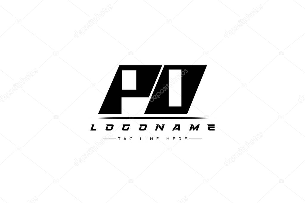 PO racer logo. Racing logo design for racing, driving and car or motorsport. Modern Minimalist Logo Design with Clean and Bold Typography Style
